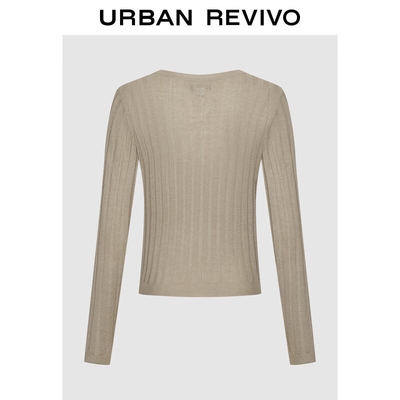 

UR 2025 Autumn Women s V-Neck Ribbed Knit Top S