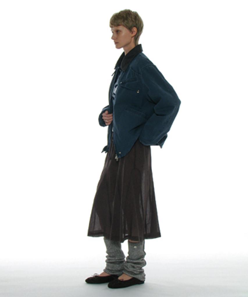 Partimento Woman Sheer Gored Midi Skirt_Charcoal