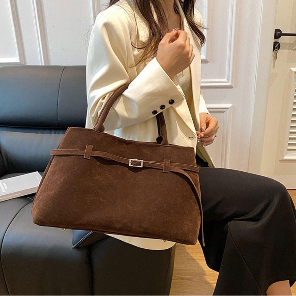 Korean Style Suede Shoulder Bag Tote Bag Underarm Packs Casual Matte PU Handbag  Girls