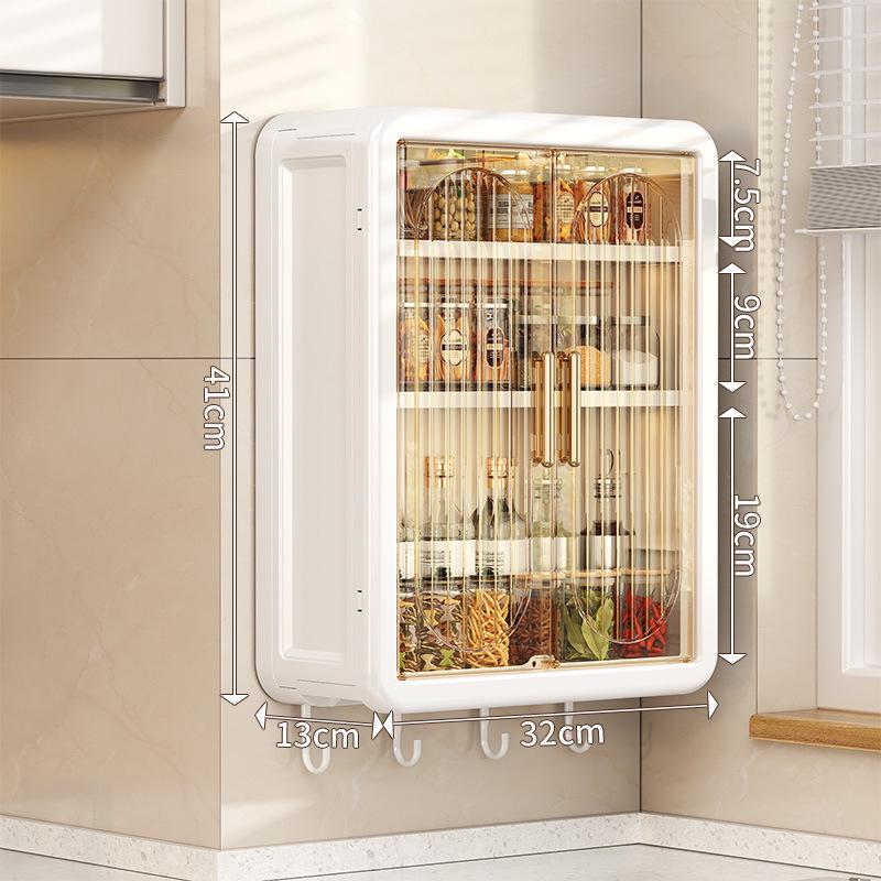 Wall-Mounted No-Drill Moisture-Proof Storage Box; Magnetic Dust-Proof Design for Bathroom and Kitchen Spice Organization.