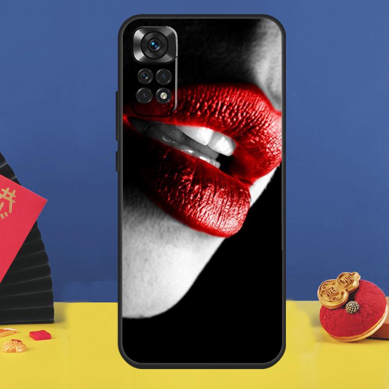Sexy Red Lips Phone Case For Xiaomi Redmi Note 14 Pro 13 12 9 10 11 15 Pro Plus 10C 12C 13C 14C 15C Cover