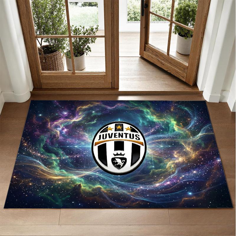 Juventus FC Design Crystal Velvet Rug Soft Decorative Mat for Bedroom Entrance