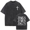 Christian Religious Series Jesus Vintage Washed T-shirt Men Women Gothic Rock Oversized Short Sleeve T Shirts Hip Hop Streetwear