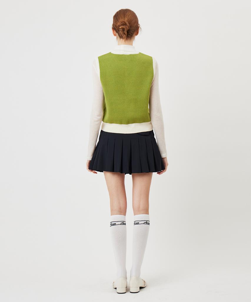AVEN Paula Garden Flower Knit Vest Green