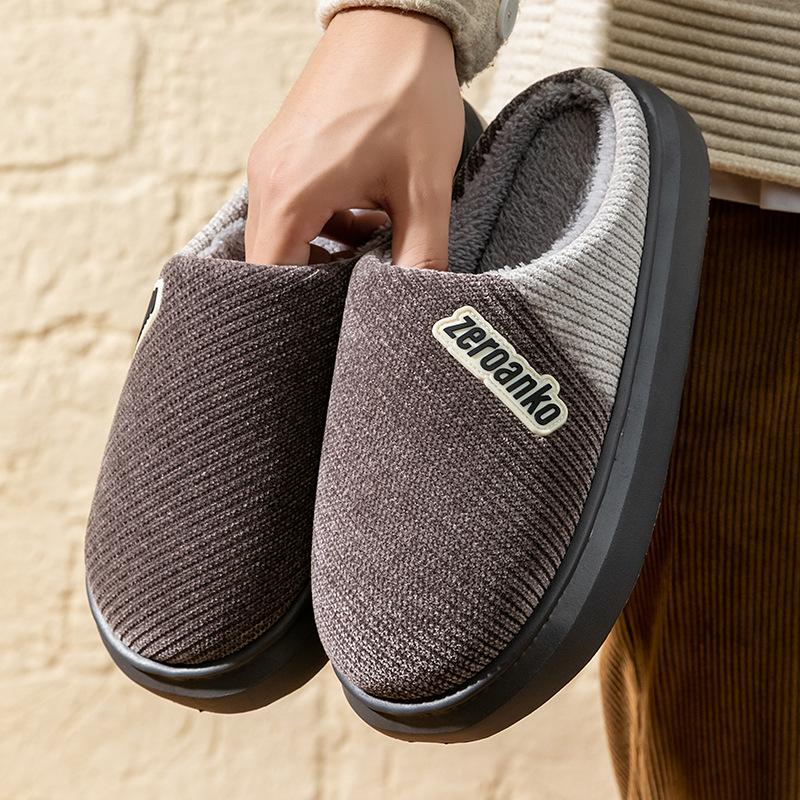 Large Size Cotton Slippers Couple Household Cotton Shoes Non-slip Warm Slippers Autumn and Winter Indoor Plush Slippers Winter