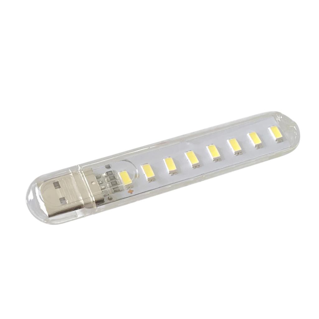 8 LED USB Powered Operated Mini Reading Lamp Book Light Portable White for Office Students Library