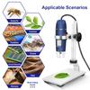 Jiusion HD 2MP USB Digital Microscope, 40x to 1000x Magnification, Portable Magnifying Endoscope Camera with 8 LEDs, Aluminum Alloy Stable Stand, OTG,