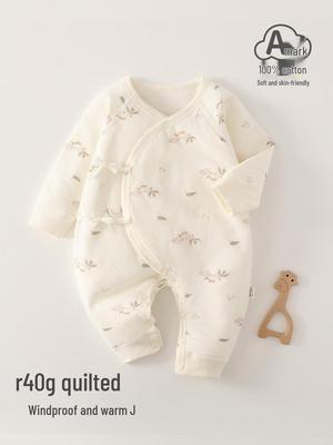 Теплий стьобаний комбінезон для немовлят - Бавовна 40 г Класу А, Осінньо-зимовий одяг для новонароджених