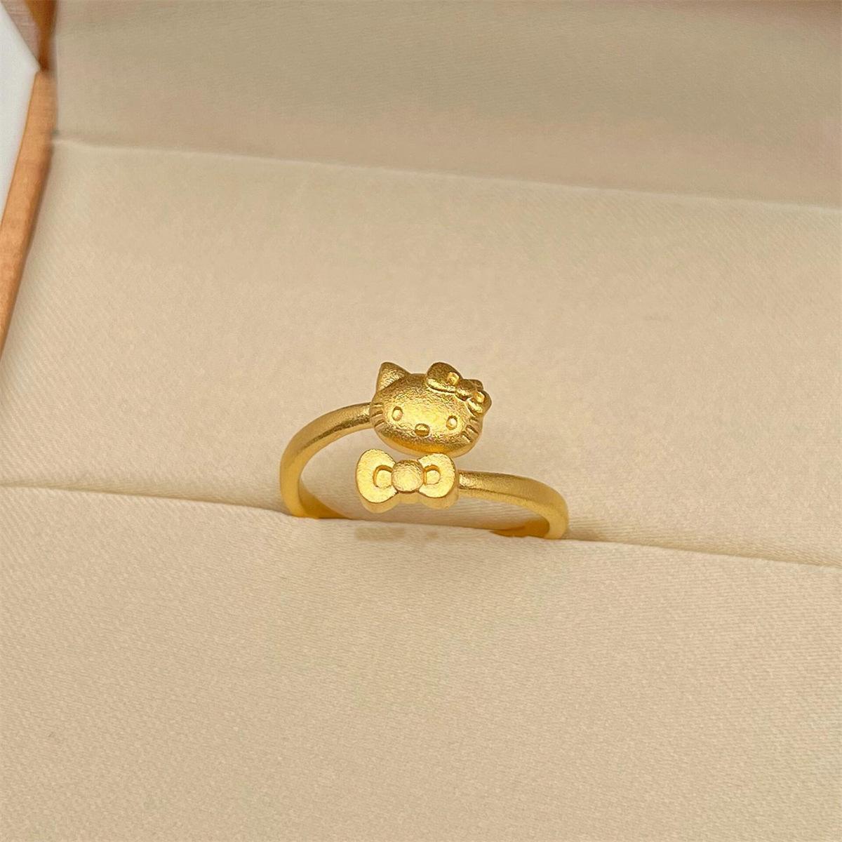 

Кольцо-бантик Anenjery Cat для женщин, милый мультфильм, маленький и изысканный, универсальный, высококачественный, ювелирный подарок золотой