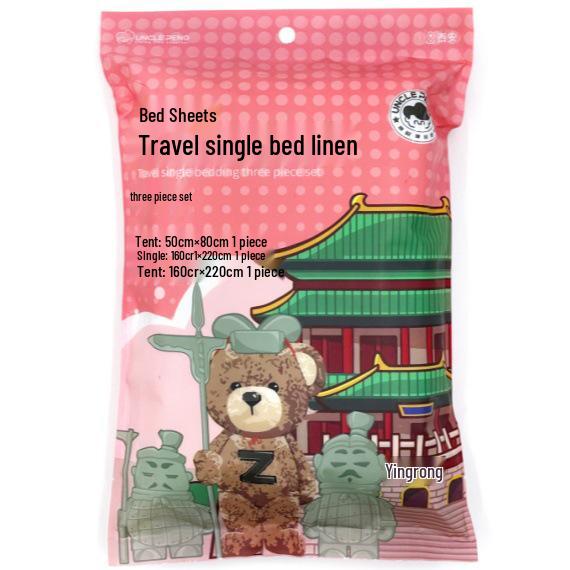 Thickened Disposable Travel Bedding Set: Includes Bed Sheet, Duvet Cover, and Pillowcase - Single Size, Dirt-Resistant and Enlarged.