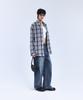 STANDARDERROR 87-Stan134 Soft Misty Oversized Pocket Long Sleeve Check Shirt Black