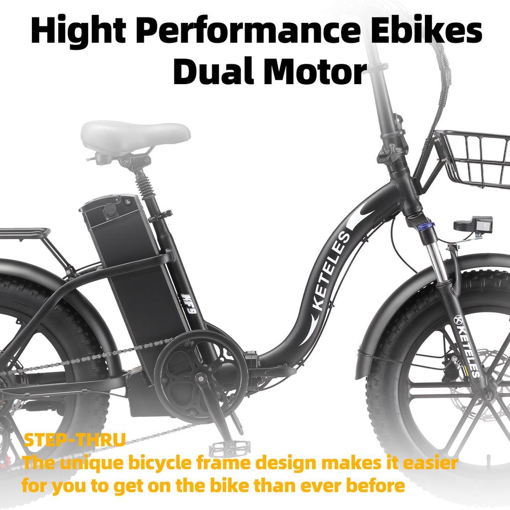 Electric Bicycle Keteles KF9 1000W Motor 20" Fat Tire Foldable Adult Electric Bike 48V 35AH Hydraulic Brakes Max Load 150Kg 7 Speed