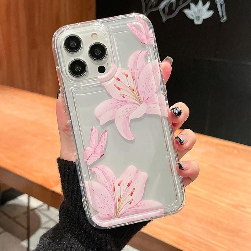 Ins Style Transparentes Blumenmuster Handyhülle iphone 14 pro max Für iPhone 16 15 14 13 12 11 Pro Max Hülle