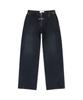 LAB101 Metal Hook Button Wide Denim Pants (Blue Black)