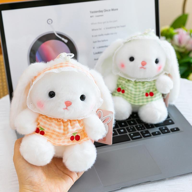 Plush Bunny Keychain With Embroidered Details For Girls Backpack Accessories