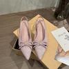 Soft leather version~ French bow fairy style with skirt sandals women's pointed toe wedge back strap gentle toe shoes