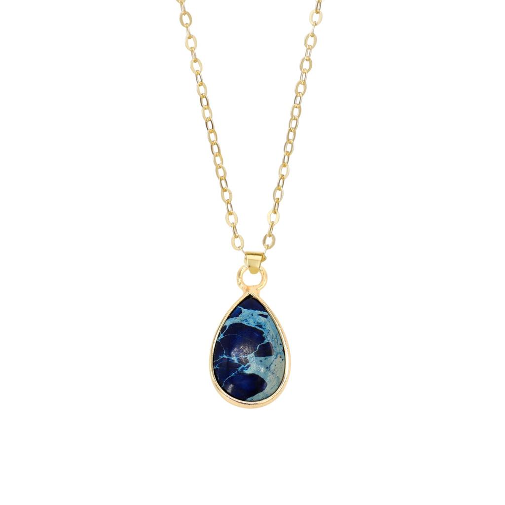 High quality natural stone emperor stone water drop pendant Seiko couple necklace niche Ins jewelry