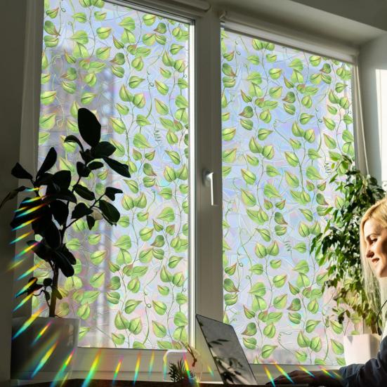 Window Decals Plant Vine Design Double-Sided Visibility Electrostatic Adsorption Glass Sticker Home Shop Decoration