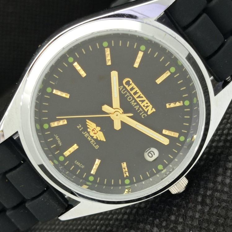 

REFURBISHED VINTAGE CITIZEN AUTO 8200 JAPAN MENS DATE BLACK WATCH 608f-a316176-9 SKU608f-a316176