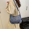 Double Layer Small Square Bag Denim Bag Women's Lightweight Shoulder Crossbody Bag
