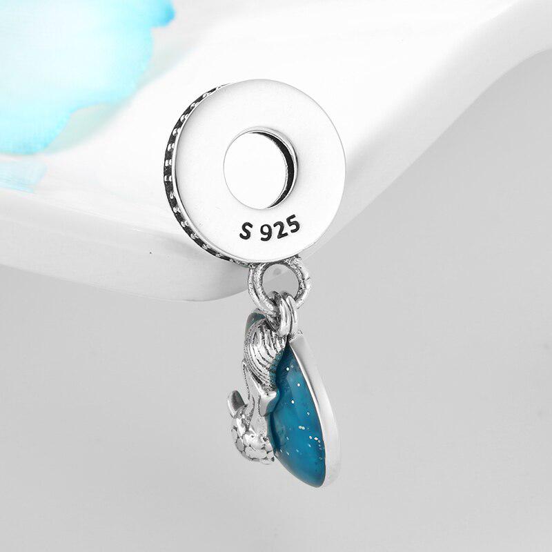 KATAOKA oryginalna 925 Sterling Silver oszałamiająca syrenka niebieski ocean Charms wisiorki koraliki Fit oryginalne Charms europejska bransoletka 925 biżuteria