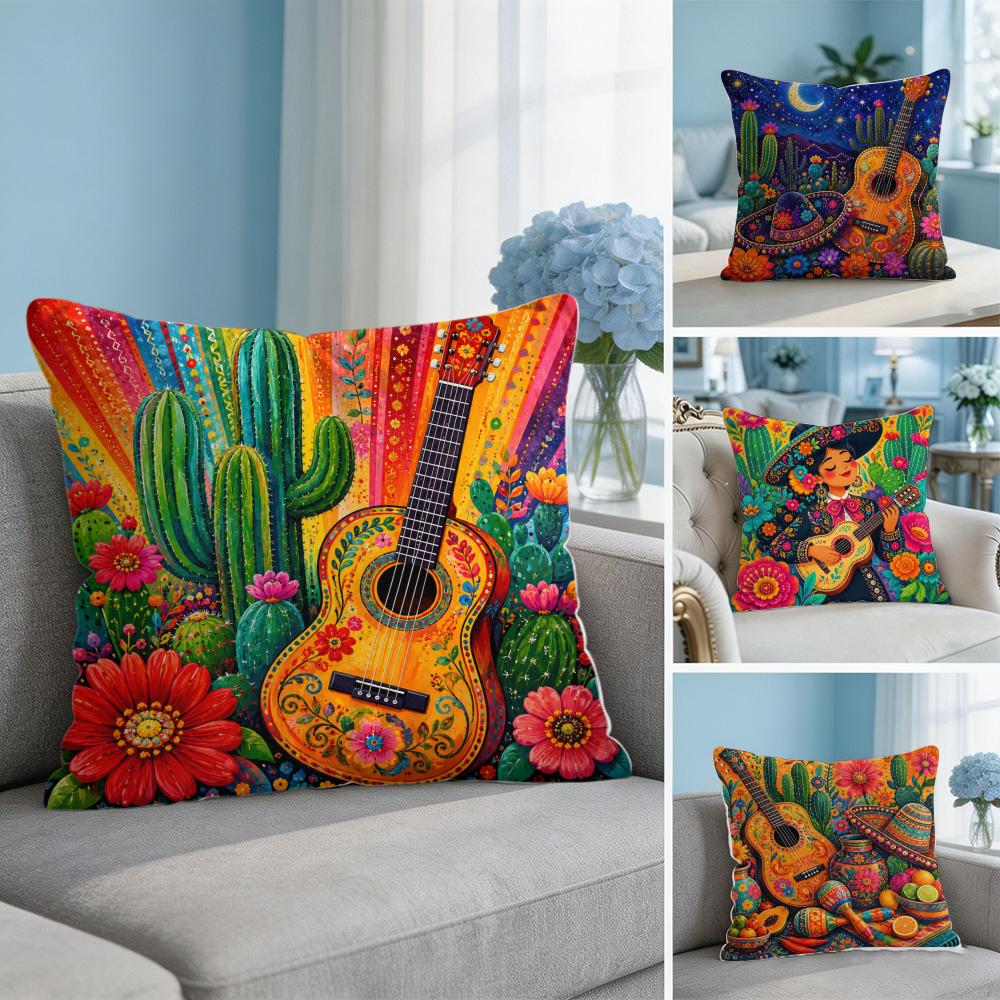 Živý Boho Mexický Kaktus Fiesta Povlak na polštář Prodyšné Povlaky na polštáře Lze prát v pračce Odolný proti pomačkání Měkký Odolný