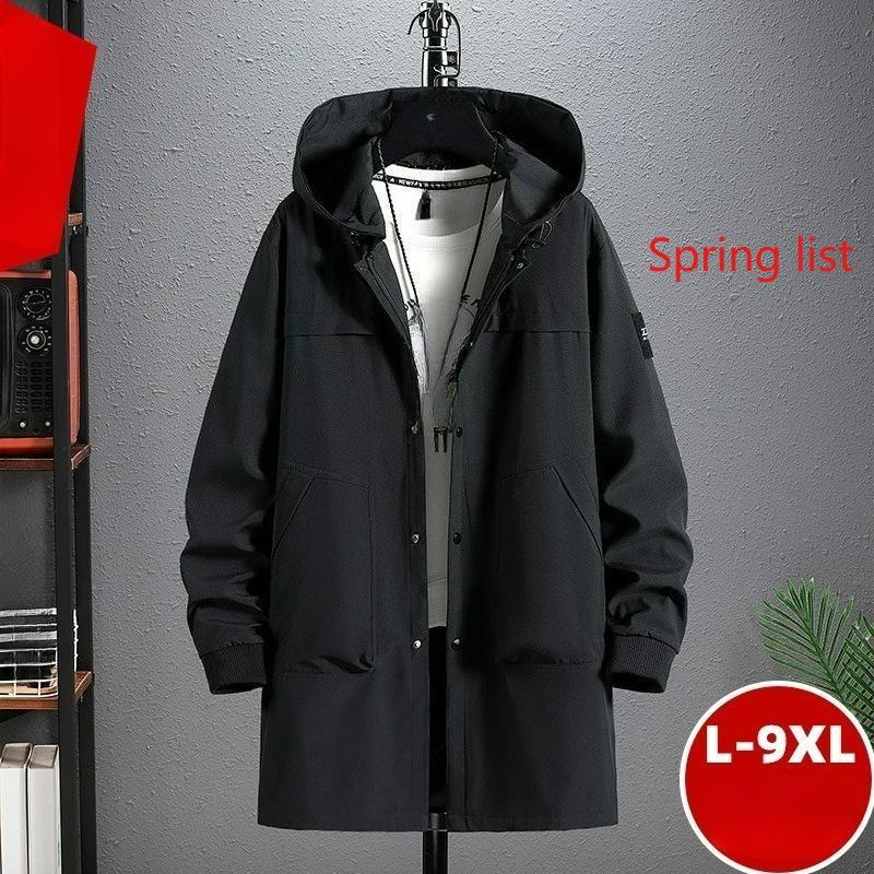 L-9XL Übergröße Übergröße Fake Zweiteiler Langer Windbreaker Herbst und Winter Herrenjacke 8XL schwarz