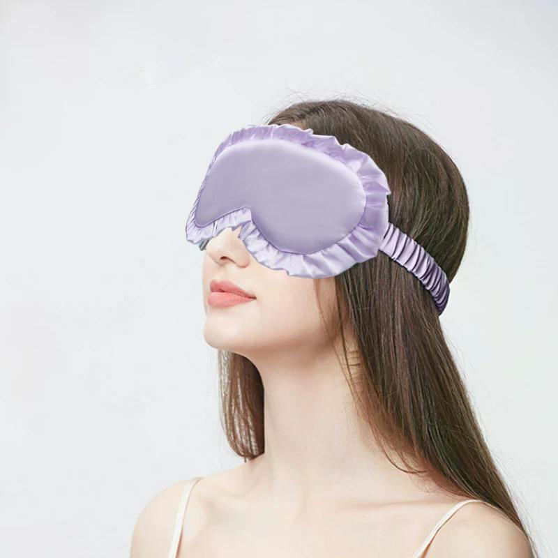Silk Ruffle Sleep Eye Mask Eye Protection Travel Soft Sleeping Shading Eye Covers Multicolor Eye Patches For Woman Man