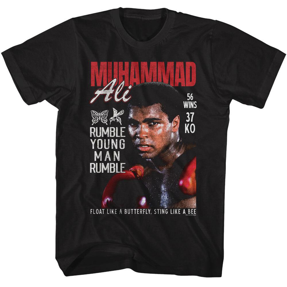 Muhammad Ali Mens T-Shirt Rumble In The Jungle Heavyweight Champion Black Cotton Unisex T-Shirt L