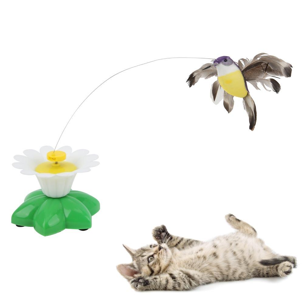 360 Degree Rotatable Flying Bird Butterfly Cat Toy Lifelike Cat Toy Interactive Play