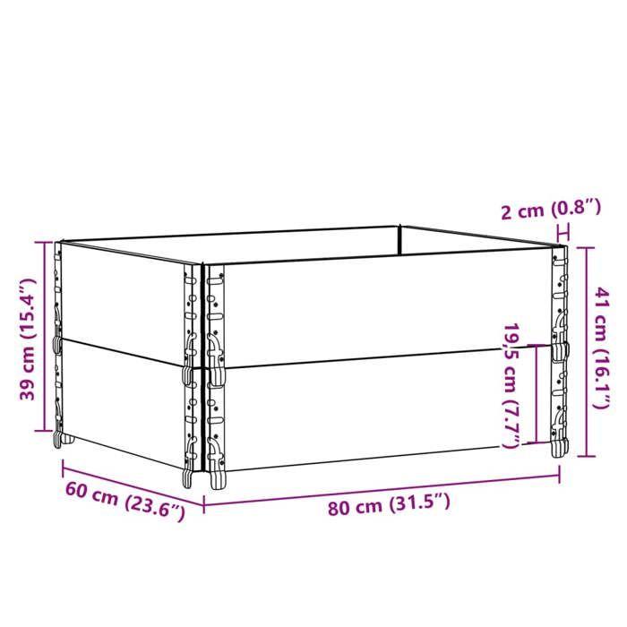 VidaXL Jardinière 80x60 cm bois de pin massif, jardinière d'extérieur, bac à fleurs, bac à tomates, jardinière de terrasse, 3295839