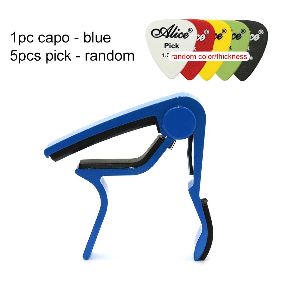 

1pc Multicolored Guitar Capo with 5Picks for Acoustic Electric Guitar Single Handed Capos String Instrument Guitar Accessory TMZ синий