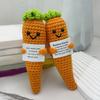 1/2Pcs Positive Crocheted Vegetable with Encouraging Card Emotional Support Handmade Knitting Carrot Broccoli Toy Doll Kids Adults Gift
