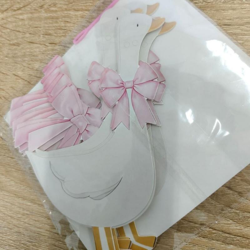 Adorable Geese Birthday Party Streamers Paper Bowknot Geese Bunting Hanging Decoration For Kids Birthday Celebration