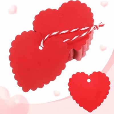 100pcs DIY Valentine's Day Tags Heart Shape Blank Red Pink Paper Heart Shaped Cards Hanging Decoration Gift Labels