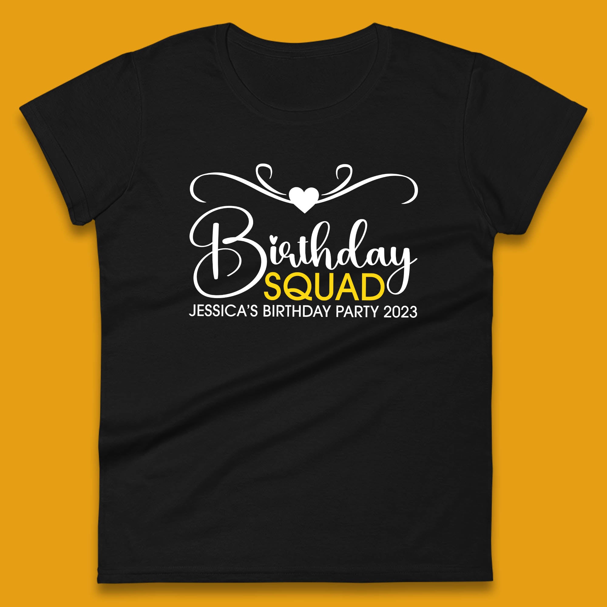 Personalised Birthday Squad Your Name And Birthday Year Funny Birthday Party Womens Tee T Shirt Mens Tops Unisex Top S