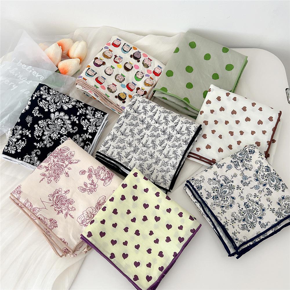 58 Cotton Linen Small Square Silk Scarf for Women - Spring/Autumn/Summer Korean Style Headband & Decorative Scarf