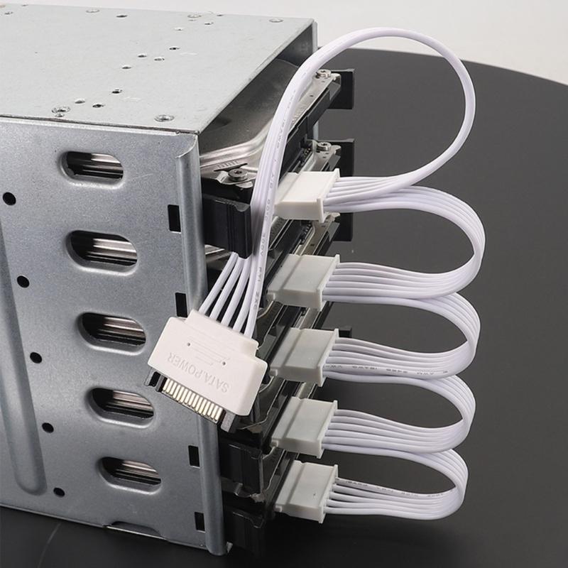 15-pins SATA Hann til 5 Hunn Strømdeler/Forlengelseskabel for Tilkobling av Harddisk og Optisk Enhet