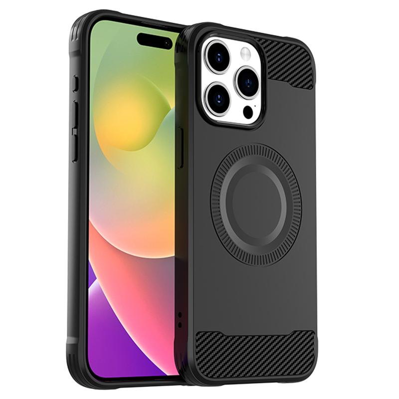 

For iPhone 15 Pro Max Case Shockproof TPU Phone Cover Compatible with MagSafe Black