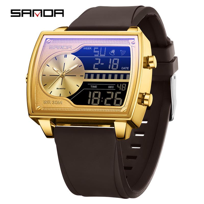 Sanda Men s Waterproof Luminous Multifunctional Business Watch