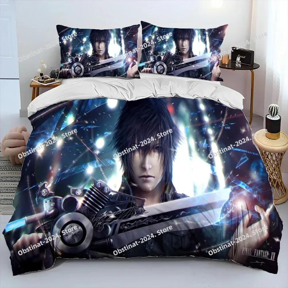 Top Final Fantasy Series Games Cartoon Comforter Bedding Set,Duvet Cover Bed Set Quilt Cover Pillowcase,king Queen Size bedroom