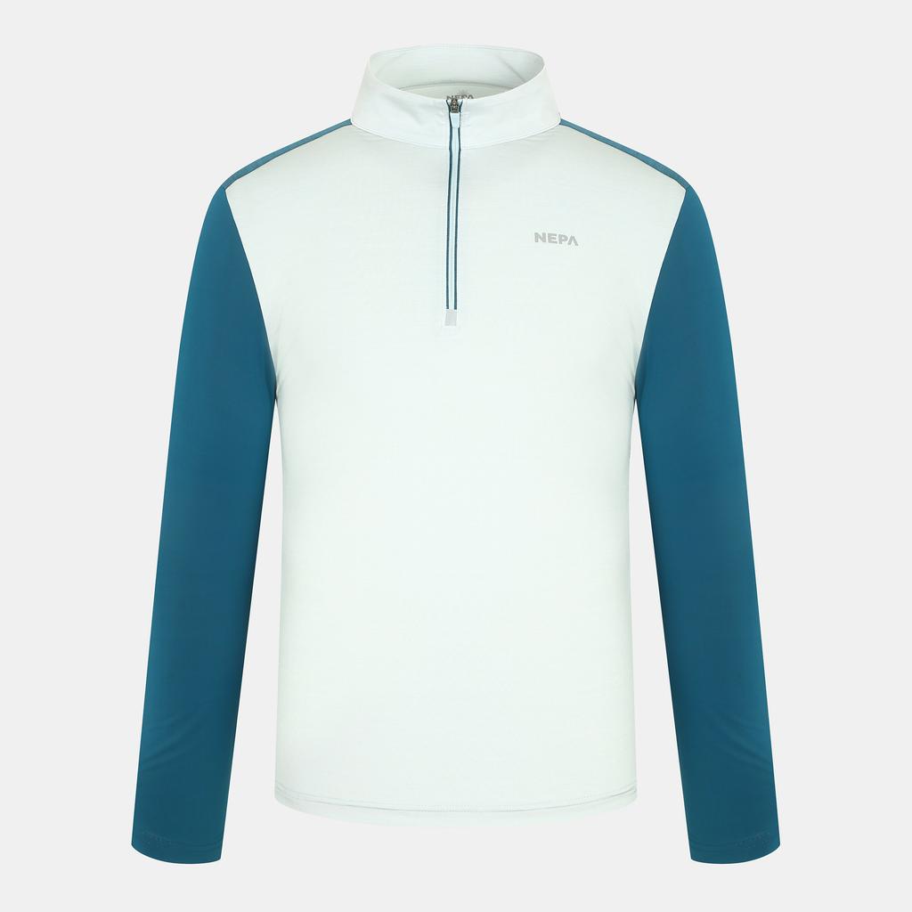 Nepa 7J35403 Men'S Summer Fresh Block Long Sleeve Zip-Up T-Shirt