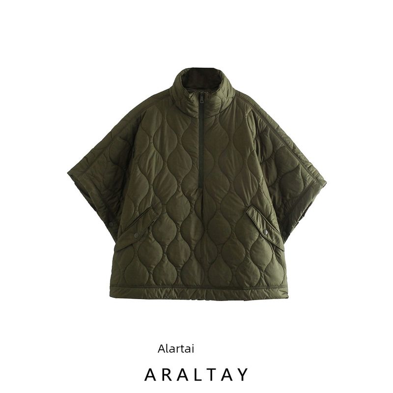 Araltay Fashion Style Women's Clothing New Waterproof Style Half Zipper Cape Coat Stand-up Collar Thermal Cotton Clothing Cotton Coat