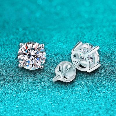 D-Farbe, Weißgold vergoldet, 1–4 Karat Moissanit-Ohrstecker für Damen, 4 Krallen, brillanter Halo-Lab-Diamant-Schmuck, S925-Massivsilber