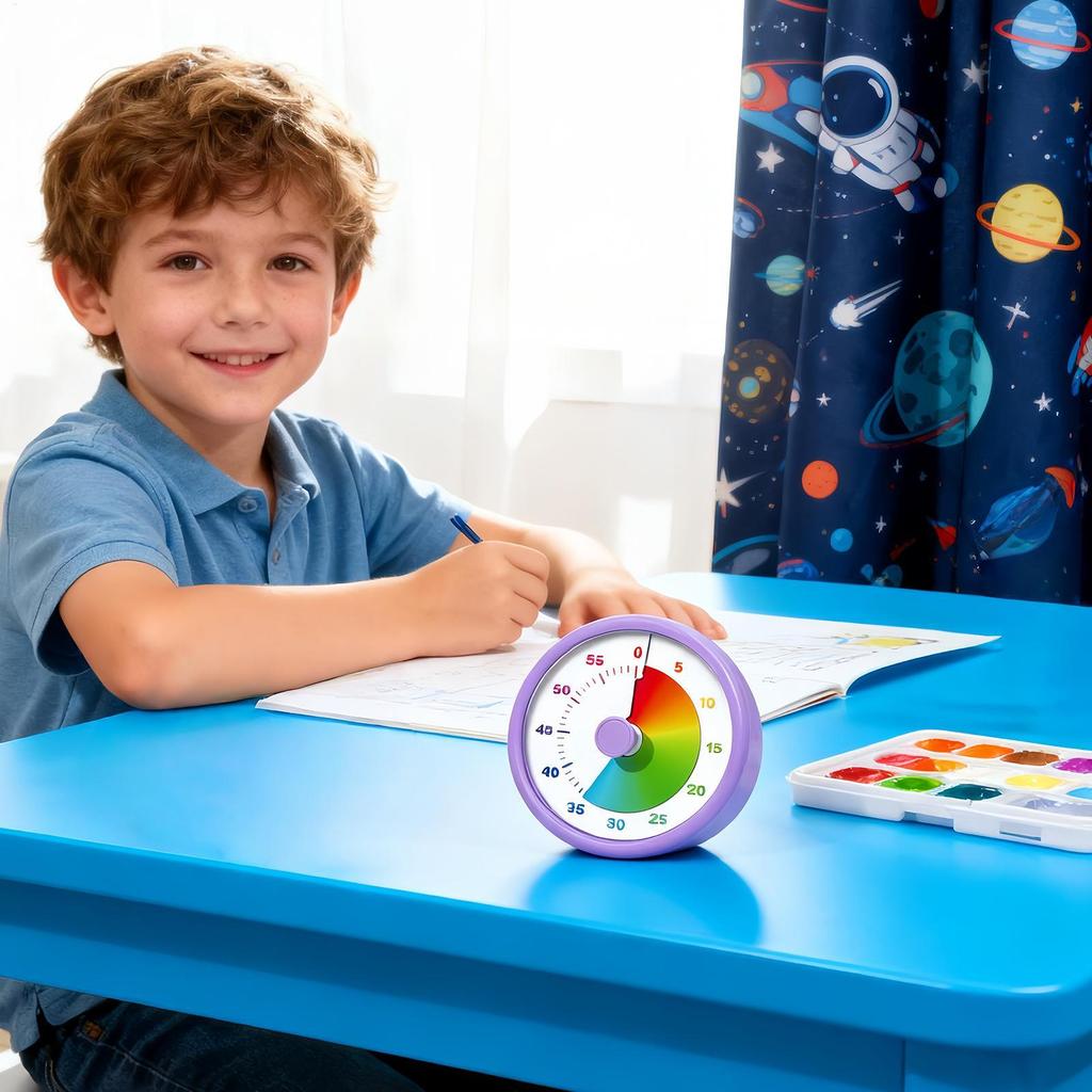 Kids Time Management Tool Silent Visual Countdown Clock Autism ADHD Helper for Classroom, Bedroom, Homework & Study Learning