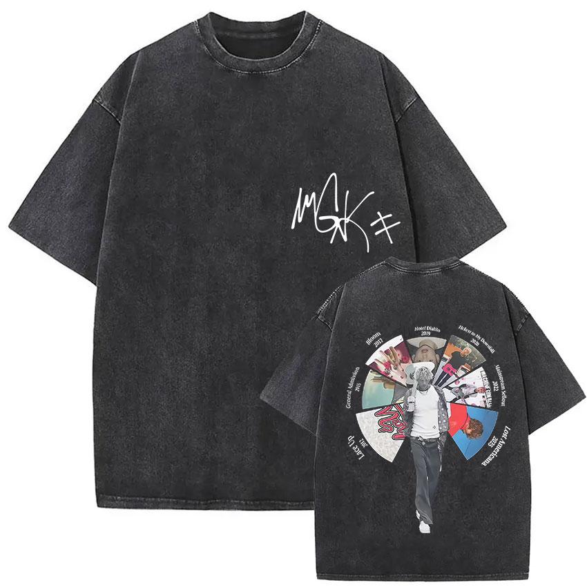 MGK Lost Americana Tour 20252026 Vintage Gewaschenes T-Shirt Herren Damen Sommer Mode Baumwolle Kurzarm T-Shirt Fans Geschenk Kleidung