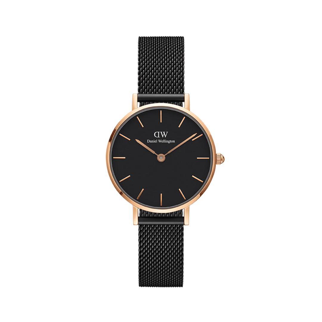 Used Daniel Wellington watch black dial mesh band