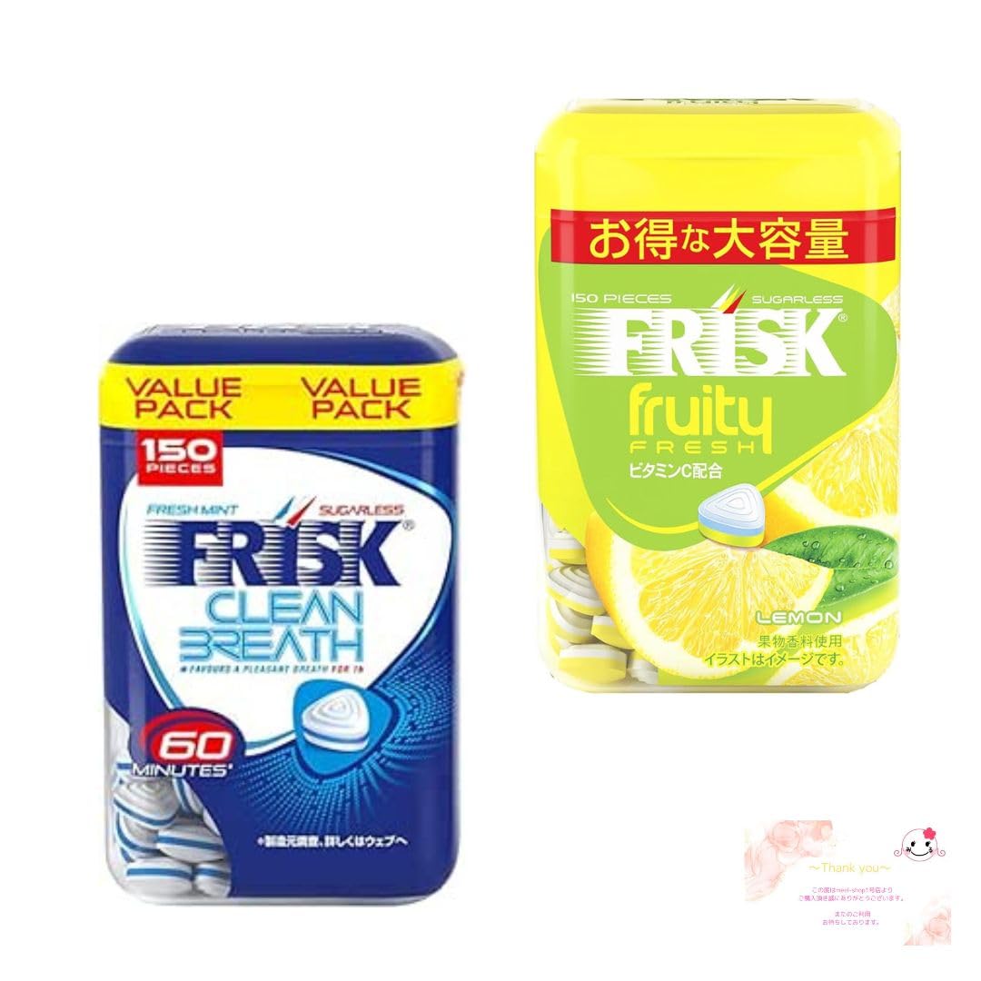 Bulk Purchase: Frisk Clean Breath Bottle, Fresh Mint, 105g x Fruity Fresh Bottle, Lemon, 105g (1 each)
