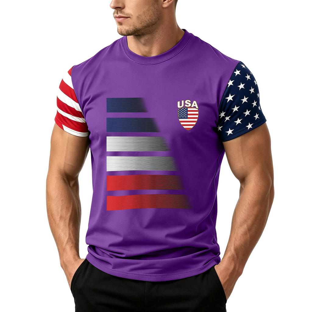 Men’s Short Sleeve T Shirt with USA Flag Print Loose Fit Crew Neck Top Comfortable Summer Casual Daily Wear for Men