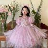 Prinses Meisjes Herfstjurk Kinder Verjaardagjurk Romantische Glanzende Prinses Elegante Jurk Meerkleurig